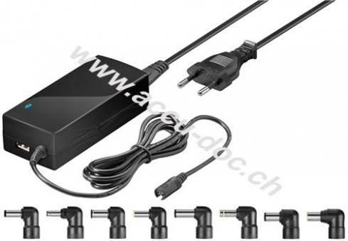 60 W Notebook-Netzteil, Schwarz, 1.52 m - inkl. 1x USB- und 8x DC-Adapter, 9,5 V - 20 V bis max. 4,5 A 