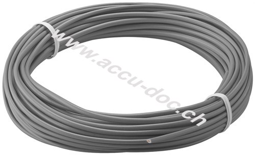 Kupferlitze isoliert, 10 m, grau, Grau - einadriges Kupferkabel, mehrdrähtig (18x 0,1 mm) 