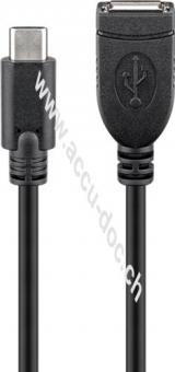 USB-C™-Verlängerungskabel, schwarz, 0.5 m - geeignet für Geräte mit USB-C™ Anschluss 