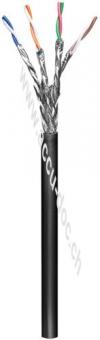CAT 6 Outdoor Netzwerkkabel, S/FTP (PiMF), schwarz, 100 m - Kupferkaschierter Aluminiumleiter (CCA), AWG 26/7 (stranded), Polyethylen-Kabelmantel (PE) 