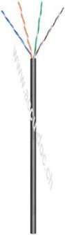 CAT 6 Outdoor Netzwerkkabel, U/UTP, schwarz, 100 m - Kupferkaschierter Aluminiumleiter (CCA), AWG 24/7 (stranded), Polyethylen-Kabelmantel (PE) 