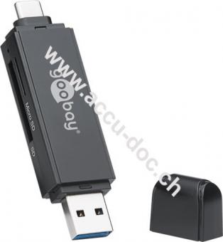2in1 Kartenlesegerät USB 3.0 - USB-C™ - zum Lesen von Micro SD und SD Speicherkartenformaten 