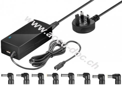 UK - 60 W Notebook-Netzteil, Schwarz, 1.52 m - inkl. 1x USB- und 9x DC-Adapter, 9,5 V - 20 V bis max. 4,5 A 