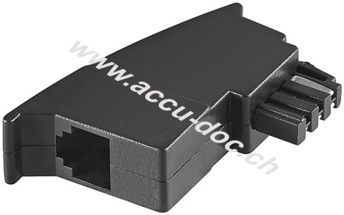 TAE Telefon-Adapter-Stecker, Schwarz - TAE-F-Stecker > RJ11-Buchse (6P4C) 