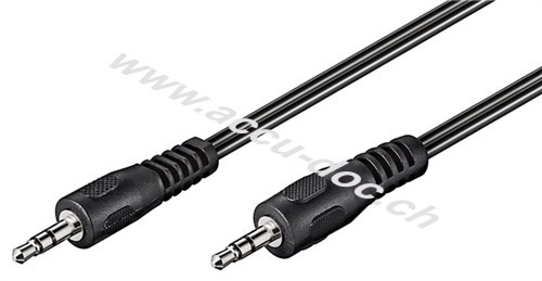 Audio Verbindungskabel AUX, 3,5 mm stereo, Flachkabel, 10 m, Schwarz - Klinke 3,5 mm Stecker (3-Pin, stereo) > Klinke 3,5 mm Stecker (3-Pin, stereo) 