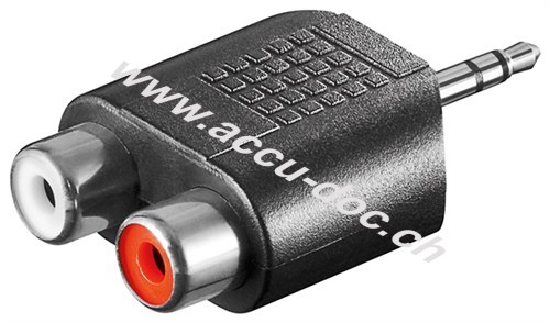 Cinch Adapter, AUX Klinke 3,5 mm Stecker zu 2x stereo Buchse, Klinke 3,5 mm Stecker (3-Pin, stereo) - Klinke 3,5 mm Stecker (3-Pin, stereo) > 2x Cinch-Buchse (Audio links 
