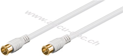 F-Quick SAT-Antennenkabel (80 dB), doppelt geschirmt, 1.5 m, Weiß - vergoldet, F-Stecker (Quick) > F-Stecker (Quick) (vollständig geschirmt) 