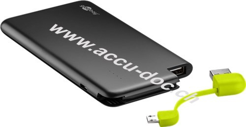Slim Powerbank 4.0 (4.000 mAh), Schwarz, 0.15 m - kraftvoll mit 4000 mAh und integriertem Anschlusskabel 