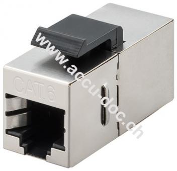 Keystone Modul RJ45 CAT 6, STP, Schwarz-Silber - 15,9 mm Breite, 2x RJ45-Buchse (8P8C) 