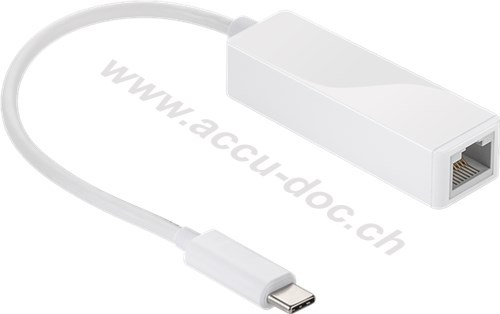 USB-C™-Adapter RJ45, weiß, Weiß - USB-C™-Stecker > RJ45-Buchse (8P2C) 