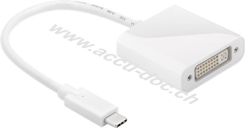 USB-C™-Adapter DVI, weiß, Weiß, 0.2 m - USB-C™-Stecker > DVI-I-Buchse Dual-Link (24+5 pin) 