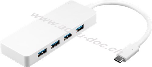 4-fach USB-C™ Multiport-Adapter, Weiß - gleichzeitiger Anschluss von 4x USB 3.0 A Buchse auf USB-C™ Stecker 