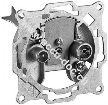 2-Loch Antennen-Stich-/End-Dose - mit Koax-Stecker und Koax-Buchse 