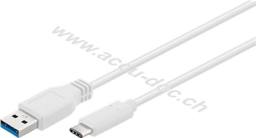 USB-C™ auf USB A 3.0 Kabel, weiß, 0.5 m - USB 3.0-Stecker (Typ A) > USB-C™-Stecker 