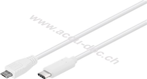 USB 2.0 Kabel USB-C™ auf Micro-B 2.0, weiß, 1 m - USB 2.0-Micro-Stecker (Typ B) > USB-C™-Stecker 