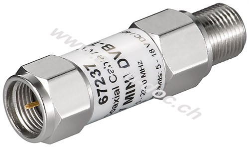 Mini Koaxialkabel-Verstärker 18 dB (DVB-T/SAT) - F-Stecker > F-Buchse 