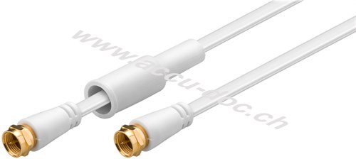 Flaches SAT-Antennenkabel (80 dB), doppelt geschirmt, wettergeschützt, 1.5 m, Weiß - vergoldet, F-Stecker > F-Stecker (vollständig geschirmt) 