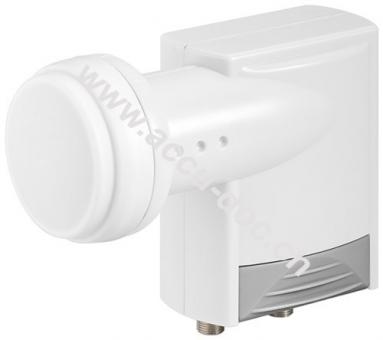 Universal Twin LNB, Grau-Weiß - digitaler SAT-LNB für 2 Teilnehmer (4K/HDTV/3D Empfang) 