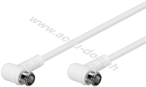Gewinkeltes SAT Antennenkabel (80 dB), 2x geschirmt, 10 m, Weiß - F-Stecker (Quick) 90° > F-Stecker (Quick) 90° (vollständig geschirmt) 