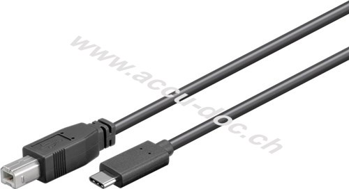 USB-C™ auf B Kabel, schwarz, 1 m - USB 2.0-Stecker (Typ B) > USB-C™-Stecker 