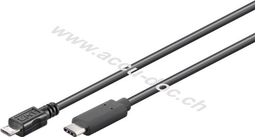 USB 2.0 Kabel USB-C™ auf Micro-B 2.0, Schwarz, 0.6 m - USB 2.0-Micro-Stecker (Typ B) > USB-C™-Stecker 