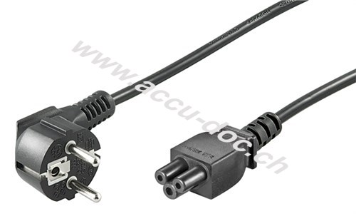 Netzkabel (Schutzkontakt) abgewinkelt, 1,8 m, Schwarz, 1.8 m - Schutzkontaktstecker (Typ F, CEE 7/7) 90° > Gerätekupplung C5 