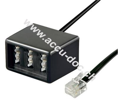 TAE Telefon-Adapter-Stecker, Schwarz, 0.2 m - 3x TAE N/F/N- Buchse > RJ11/RJ14-Stecker (6P4C) 