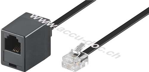 Modularverlängerungskabel, 15 m, Schwarz - Kupferkaschierter Aluminiumleiter (CCA), RJ11/RJ14-Stecker (6P4C) > RJ11-Buchse (6P4C) 