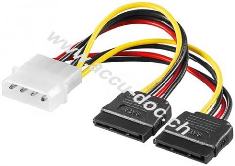 PC Y-Stromkabel/Stromadapter, 5.25-Stecker zu 2x SATA, 0.13 m - HDD/5,25 Zoll-Stecker (4-Pin) > 2x SATA-Standard Stecker 