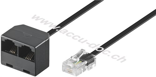 ISDN Modularverlängerung 4-polig, 3 m, Schwarz - RJ45-Stecker (8P4C) > 2x RJ45-Buchse (8P4C) 