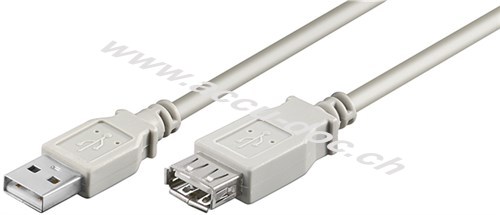 USB 2.0 Hi-Speed-Verlängerungskabel, grau, 0.3 m - USB 2.0-Stecker (Typ A) > USB 2.0-Buchse (Typ A) 