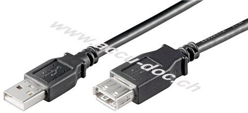 USB 2.0 Hi-Speed-Verlängerungskabel, schwarz, 0.3 m - USB 2.0-Stecker (Typ A) > USB 2.0-Buchse (Typ A) 