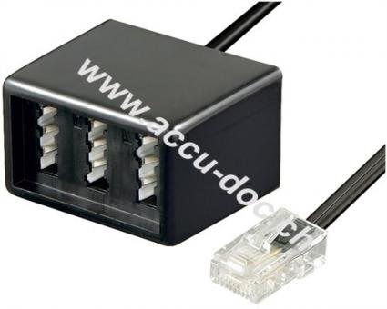 TAE Telefon-Adapter-Stecker, Schwarz, 0.2 m - RJ45-Stecker (8P4C) > 3x TAE N/F/N- Buchse 