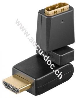 HDMI™-Adapter 360°, vergoldet (4K @ 60 Hz), 1 Stk. im Blister, Schwarz - HDMI™-Buchse (Typ A) > HDMI™-Stecker (Typ A), abwinkelbar 