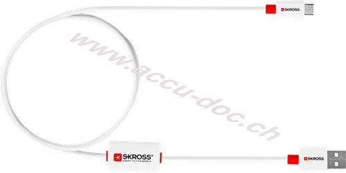 BUZZ Charge’n Sync Alarm micro USB-Kabel, weiß, USB 2.0-Micro-Stecker (Typ B), Rot-Weiß, 1 m - für alle Geräte mit Micro USB-Anschluss 