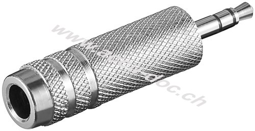 Kopfhörer Adapter AUX, Klinke 3,5 mm zu 6,35 mm, Klinke 3,5 mm Stecker (3-Pin, stereo) - Klinke 3,5 mm Stecker (3-Pin, stereo) > Klinke 6,35 mm Buchse (3-Pin, stereo) 