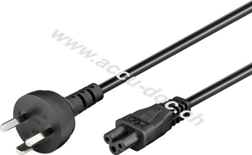 Netzanschlusskabel Dänemark, 2 m, Schwarz - Dänemark-Stecker (Typ K, IEC 60906-1) > Gerätebuchse C5 