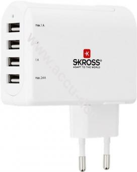 Euro USB Charger - 4-Port, Eurostecker (Typ C, CEE 7/16), Weiß - lädt gleichzeitig bis zu vier Geräte innerhalb von allen Ländern, in denen der Eurostecker verwendet werd 