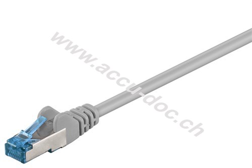 CAT 6A Patchkabel, S/FTP (PiMF), Grau, 10 m - LSZH halogenfrei, Kupfer 