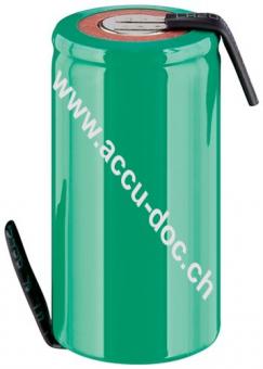 Sub-C, 2500 mAh, Lötfahne (Z) Akku, 1 Stk. unverpackt, Flat-Top PVC 1Z - Nickel-Metallhydrid Akku (NiMH), 1,2 V, PVC, Lötfahne (Z) 