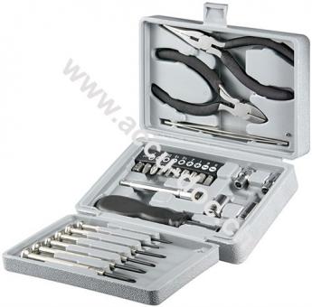25-teiliges Universal-Feinmechaniker-Set - Zubehör-Set mit Schraubenziehern, Bithalter, Bitsatz, Zangen und Steckschlüsseln 