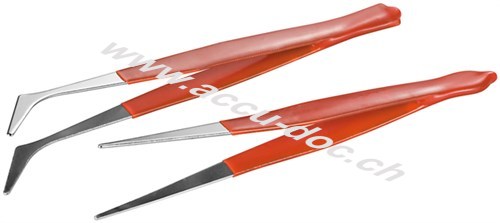 Pinzetten-Set 2-teilig - 1x abgewinkelte Version, 120 mm, 1x gerade Version, 110 mm 