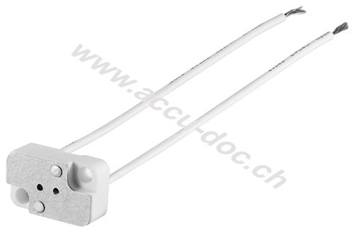 GX5.3 Lampenfassung mit Zwillingslitze, Weiß, 0.15 m - max. 100 W/24 V (DC), 0,15 m Kabel, Keramik/Silikon 