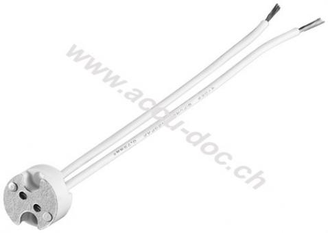 G4 Lampenfassung mit Zwillingslitze, Weiß, 0.15 m - max. 500 W/12 V (DC), 0,15 m Kabel, Keramik/Silikon 