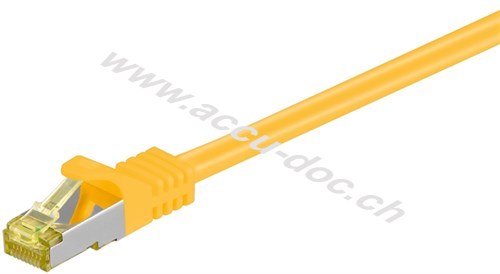 RJ45 Patchkabel CAT 6A S/FTP (PiMF), 500 MHz mit CAT 7 Rohkabel, gelb, 0.5 m - LSZH halogenfreier Kabelmantel, Kupfer, RJ45-Stecker (CAT 6A) 