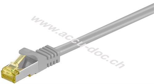 RJ45 Patchkabel CAT 6A S/FTP (PiMF), 500 MHz mit CAT 7 Rohkabel, grau, 10 m - LSZH halogenfreier Kabelmantel, Kupfer, RJ45-Stecker (CAT 6A) 