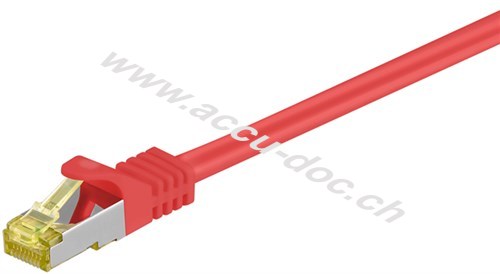 RJ45 Patchkabel CAT 6A S/FTP (PiMF), 500 MHz mit CAT 7 Rohkabel, rot, 25 m - LSZH halogenfreier Kabelmantel, Kupfer, RJ45-Stecker (CAT 6A) 