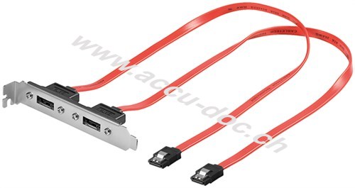 SLOT Blende 2x eSATA, 0.5 m - 2x SATA (L-Typ) Mainboardstecker > 2x eSATA (I-Typ) Slotbuchse 