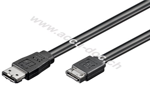 HDD eSATA Kabel 1.5 GBits / 3 GBits / 6 GBits, 1.5 m, Schwarz - SATA L-Typ Stecker > eSATA I-Typ Stecker 