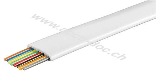 Telefonflachkabel 8-adrig, 100 m Rolle, AWG 28, CCA (kupferkaschiertes Aluminium), Weiß - Kupferkaschierter Aluminiumleiter (CCA) 